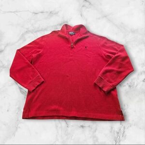 Polo Ralph Lauren Men’s Red 1/4 Zip Pullover Sweater 100% Cotton Size XL